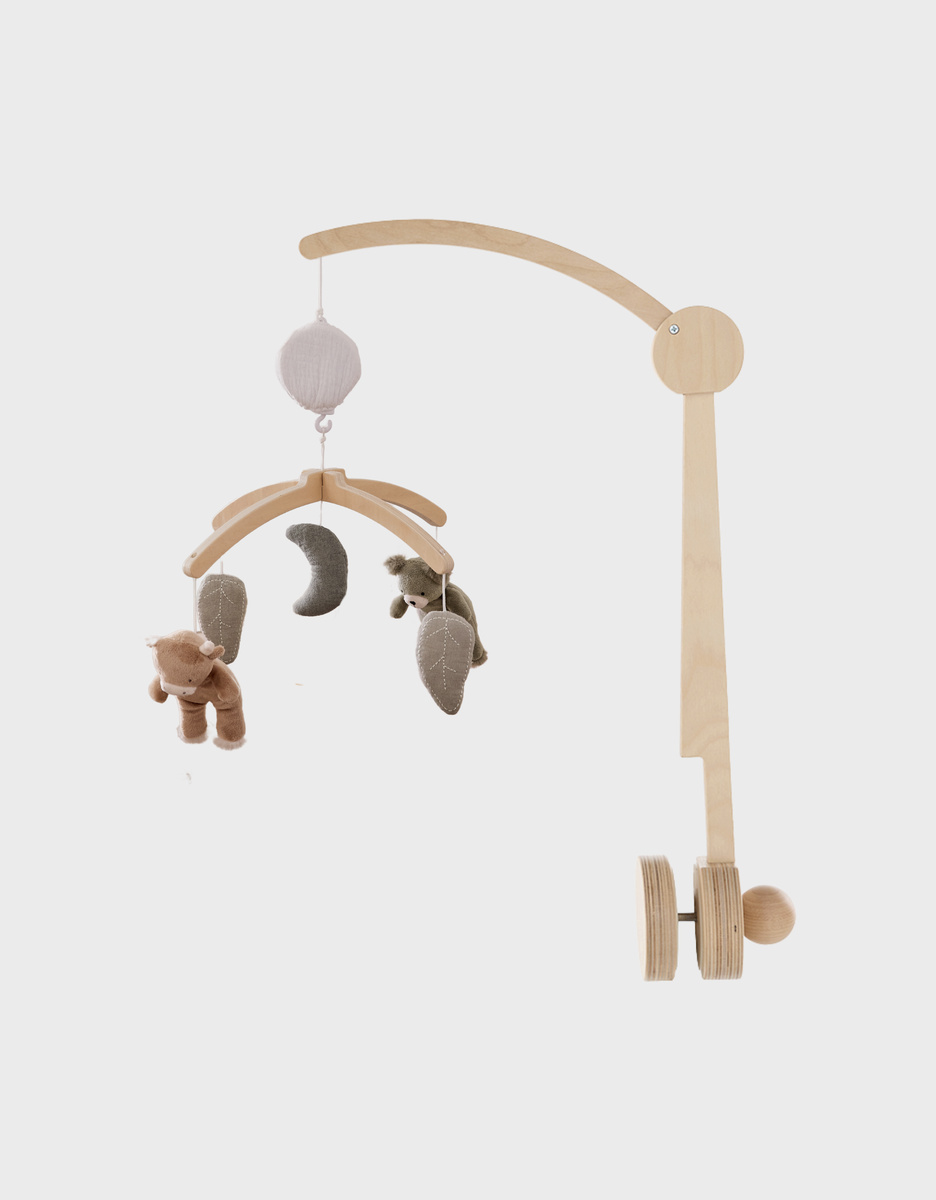 Mobile musical en bois Petite oie et lapin