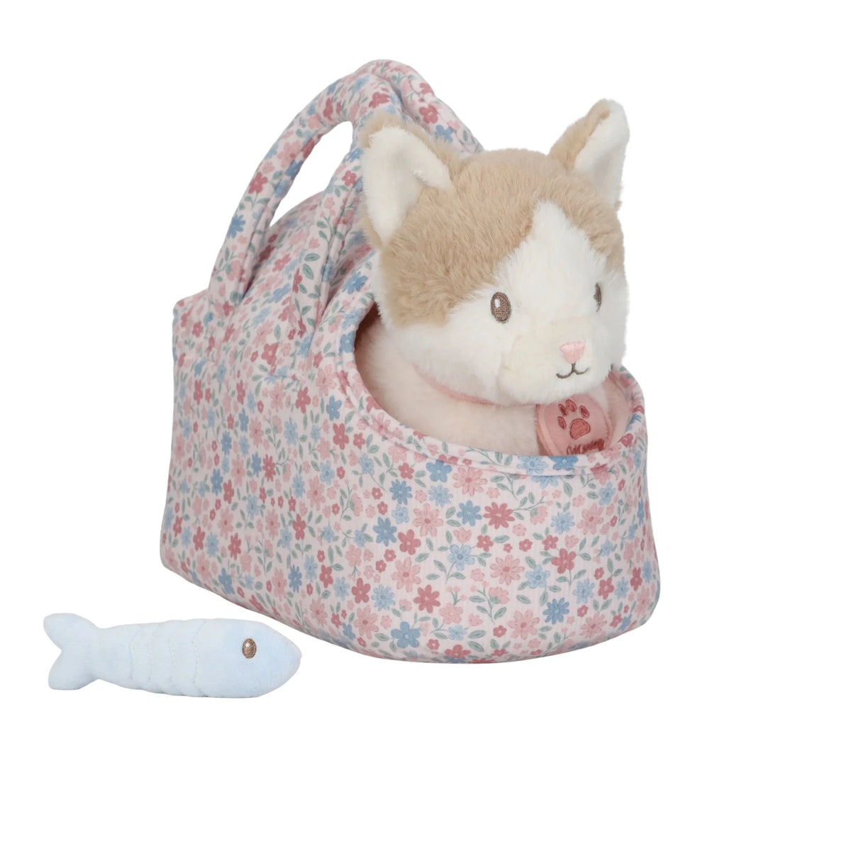 Chat en peluche avec son sac de transport