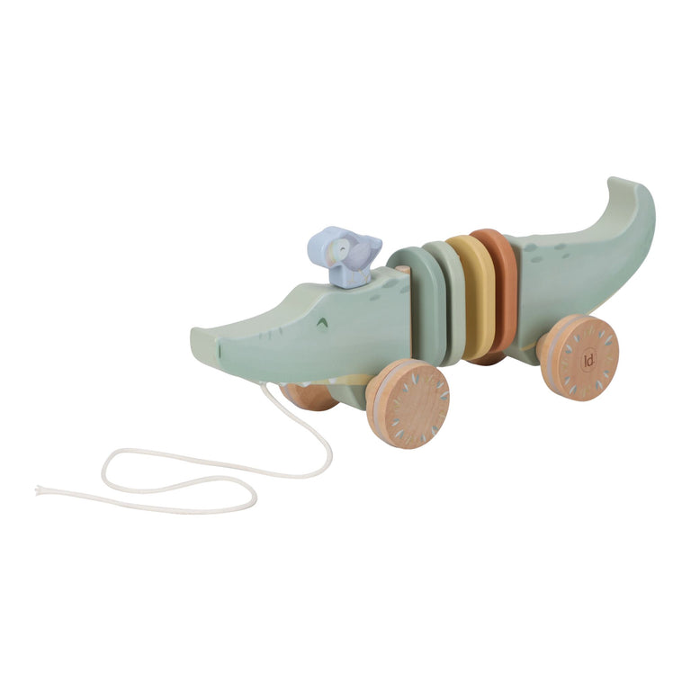 Crocodile à tirer en bois
