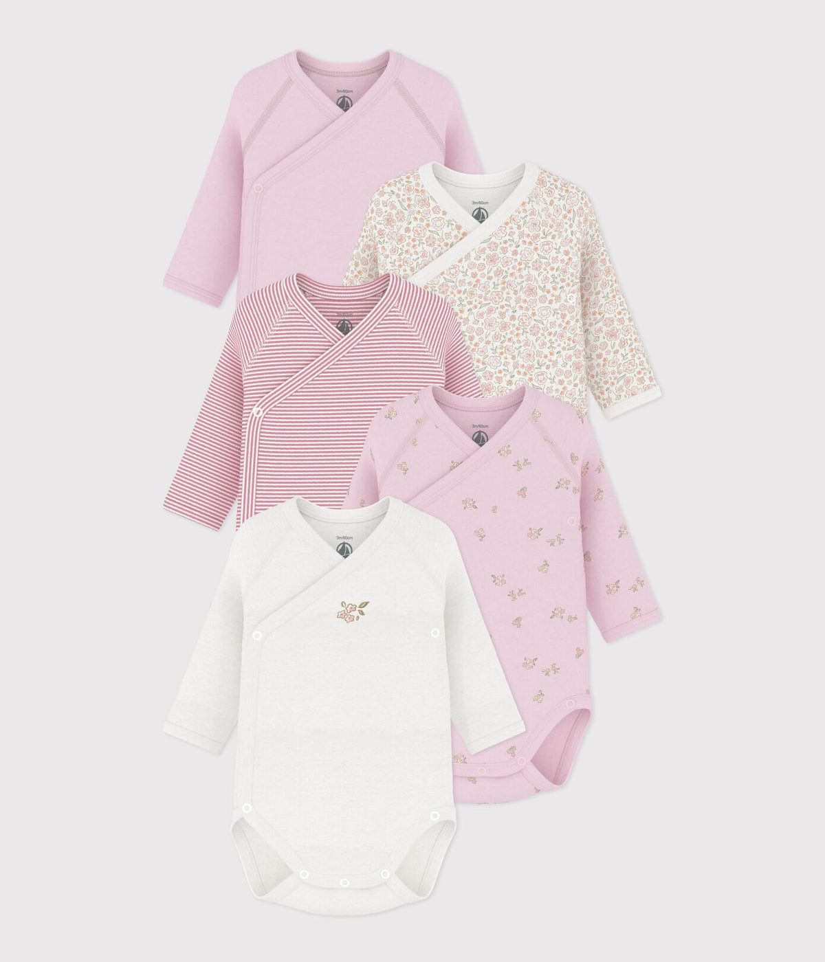 Lot de 5 bodies croises manches longues  Fleurs