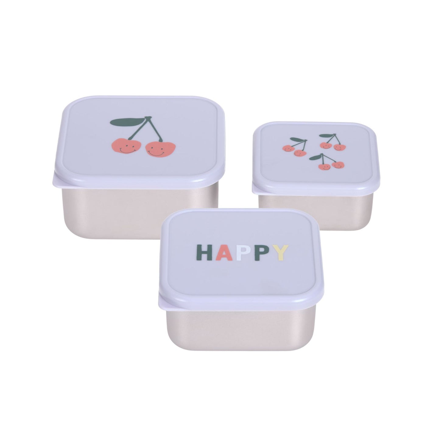 Lot de 3 boîtes à gouter Lässig Inox Happy Fruits
