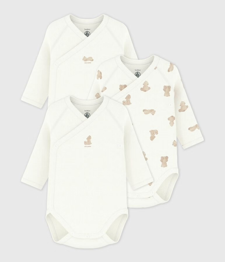 Lot de 3 bodies croisés manches longues en