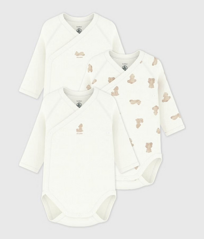 Lot de 3 bodies croisés manches longues en