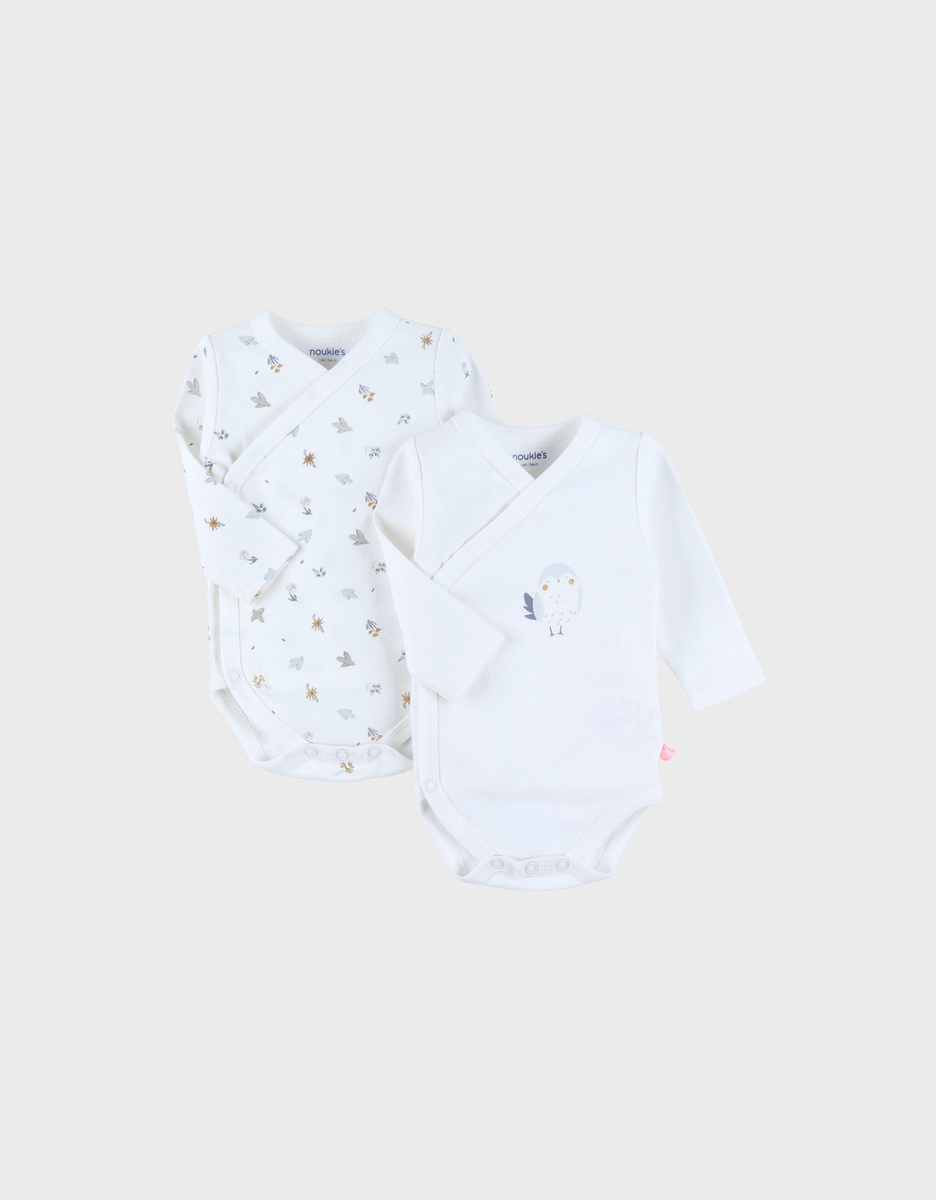 Set de 2 bodys croises coton bio , motif floral