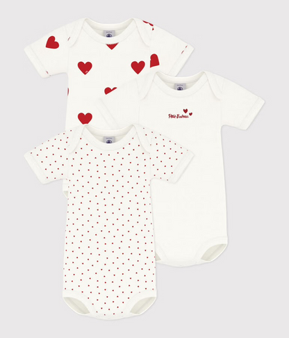 Lot de 3 bodies croises manches longues coeurs