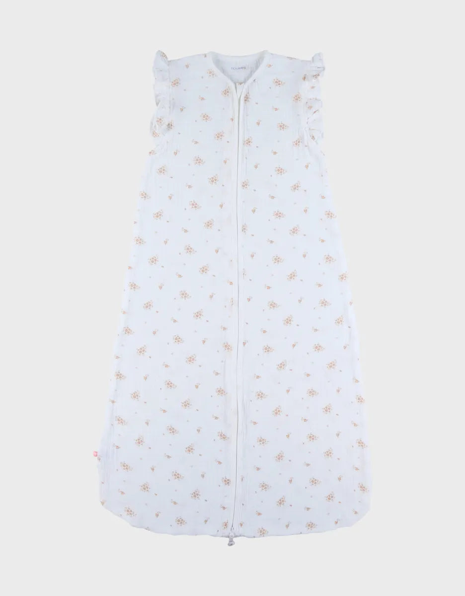 Gigoteuse Mousseline bio Blanc Fleur 6/24mois