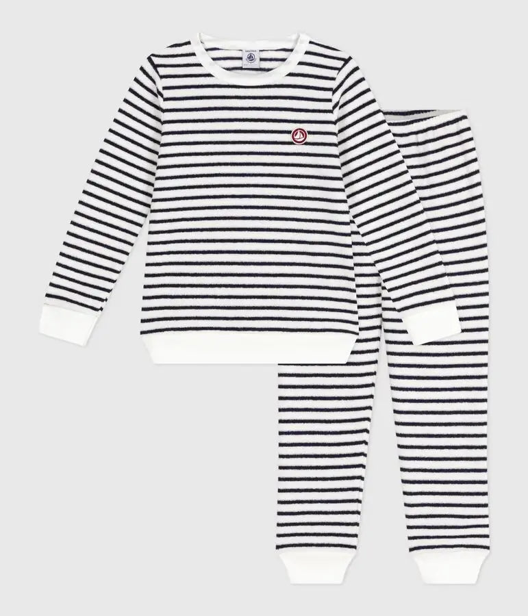 Pyjama 2 pièces  en coton eponge a rayures
