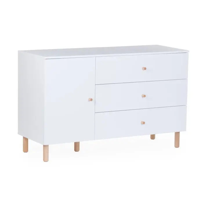 Commode 4Tiroirs Wonder White et bois