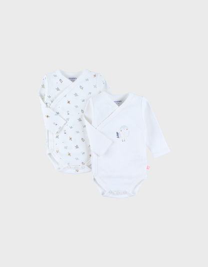 Set de 2 bodys croises coton bio , motif floral