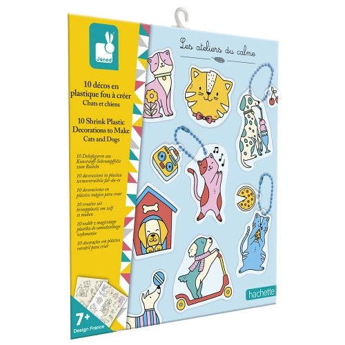 Kit Créatif - 10 Décos en Plastique Fou Chats et Chiens