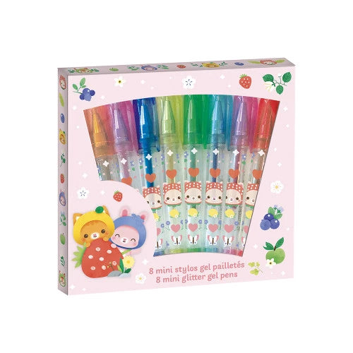 Minis stylos gel pailletés Papeterie x 8